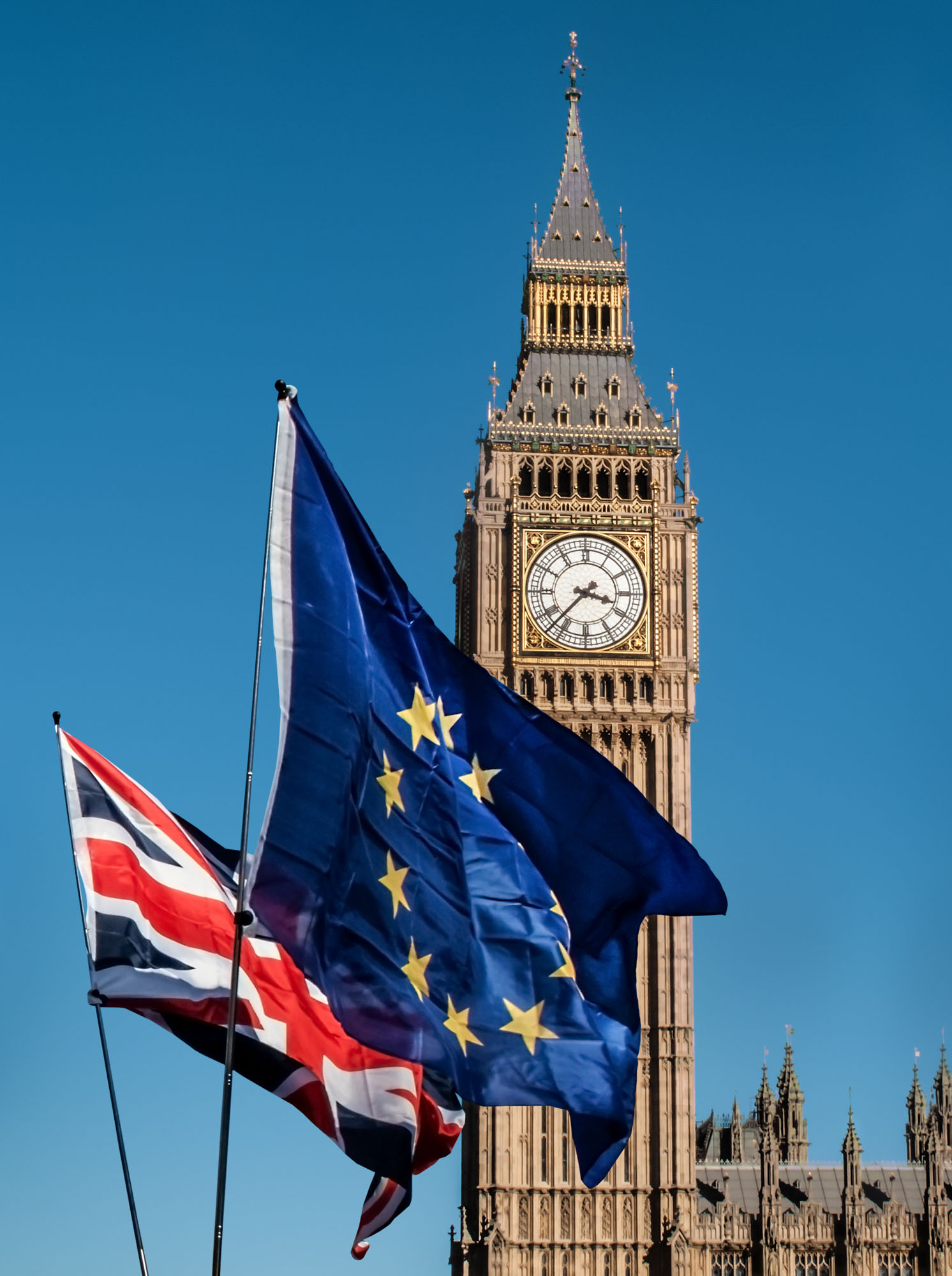 European Union flag in front of the Big Ben, Brexit EU